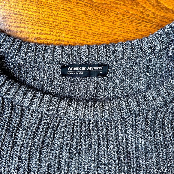 Women's American Apparel Marled Grey Cotton Shaker Knit Cropped Size Medium - Picture 5 of 8
